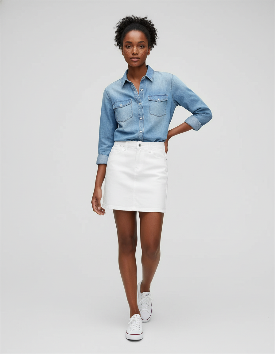 Jupe Jean A-Line Blanche Décontractée