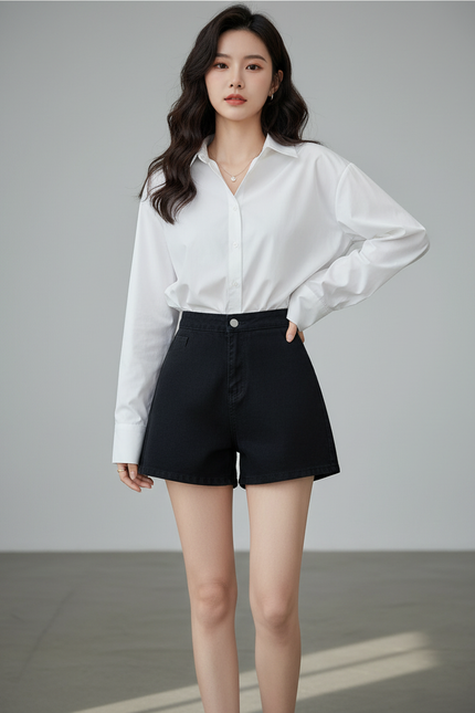 Jupe Jean Taille Haute Noire Chic