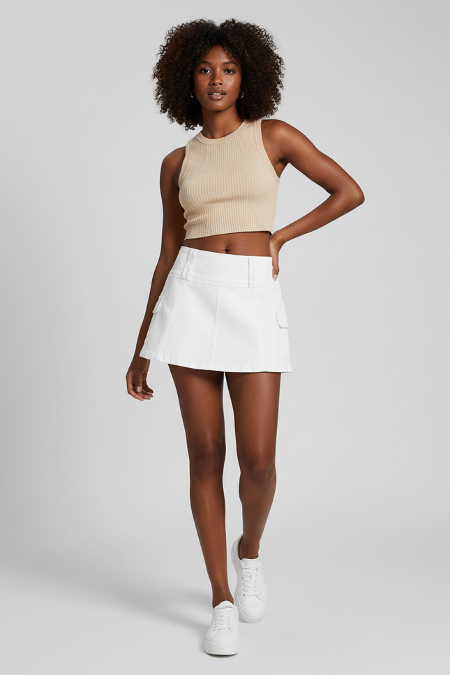 Jupe Jean Blanche Cargo Chic