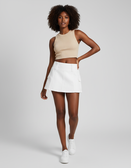Jupe Jean Blanche Cargo Chic