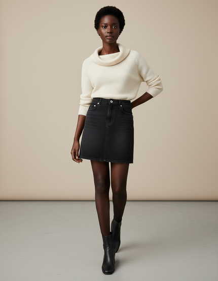 Jupe Jean Mini Gris Foncé Chic