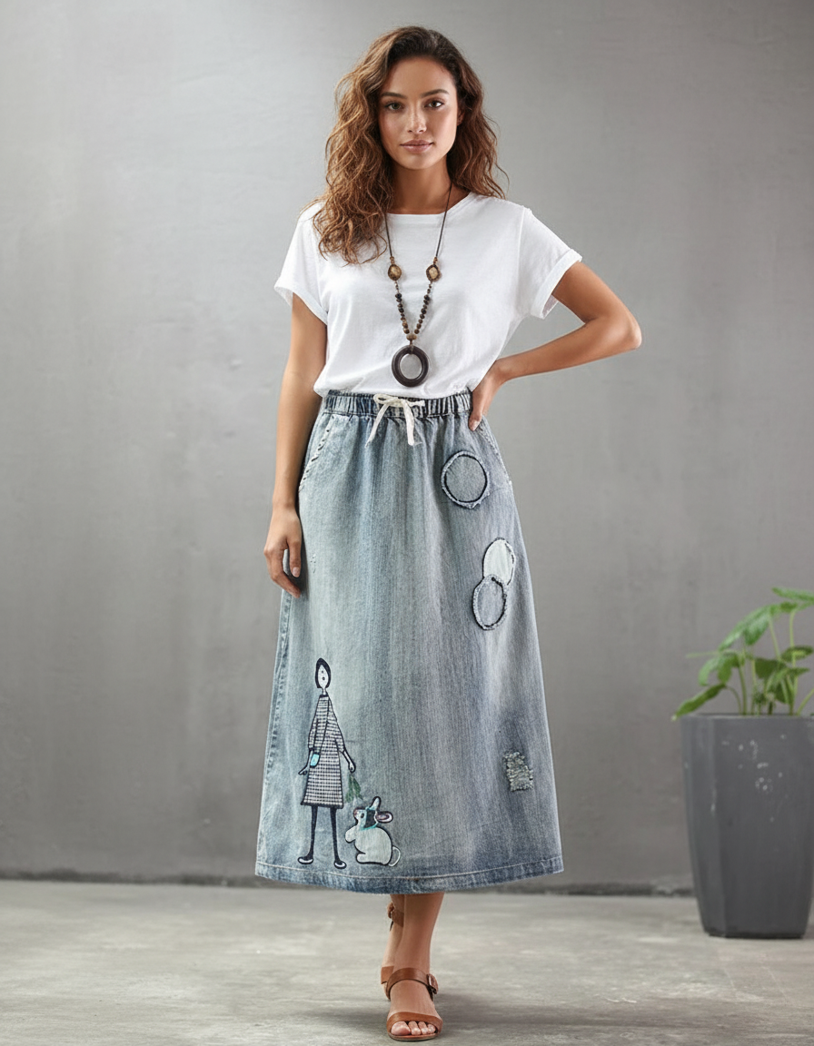 Jupe En Jean Brodée