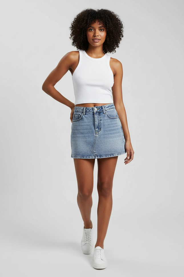Jupe Jean Taille Haute Mini Décontractée