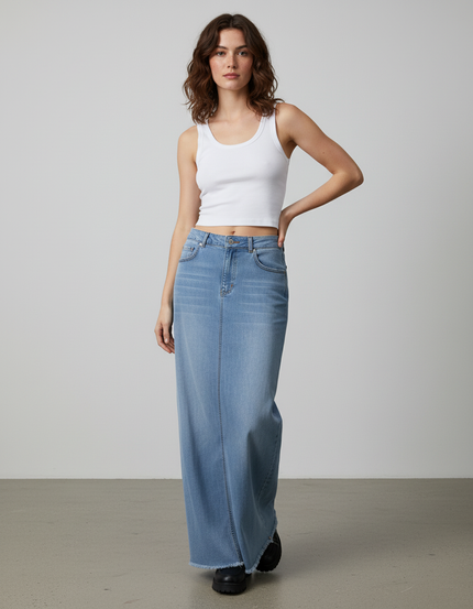 Jupe Jean Longue Bleu Clair Décontractée