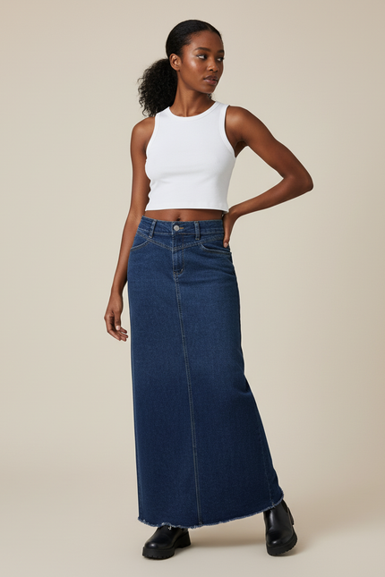 Jupe Jean Longue A-Line Décontractée