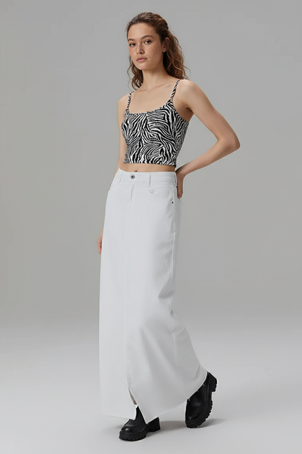 Jupe Jean Blanc Longue Décontractée