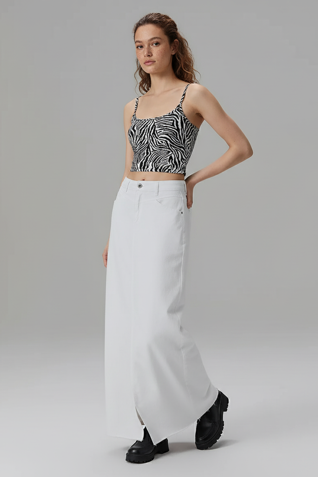 Jupe Jean Blanc Longue Décontractée