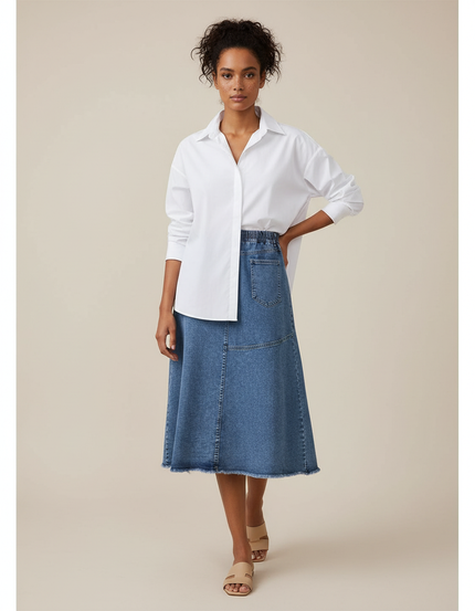 Jupe Jean A-Line Midi Fluide