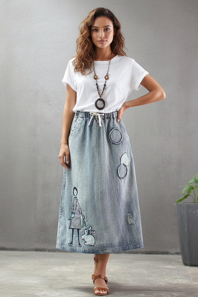 Jupe En Jean Brodée