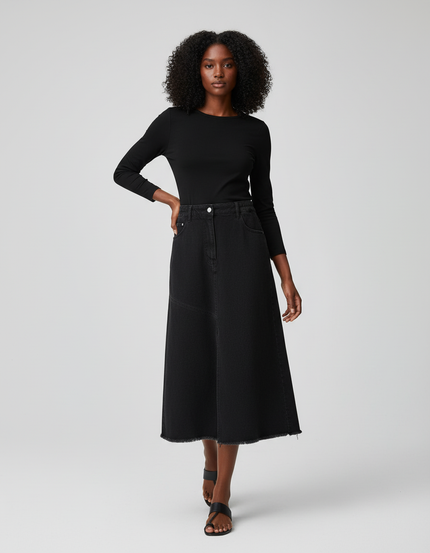 Jupe Jean Noire Évasée Chic