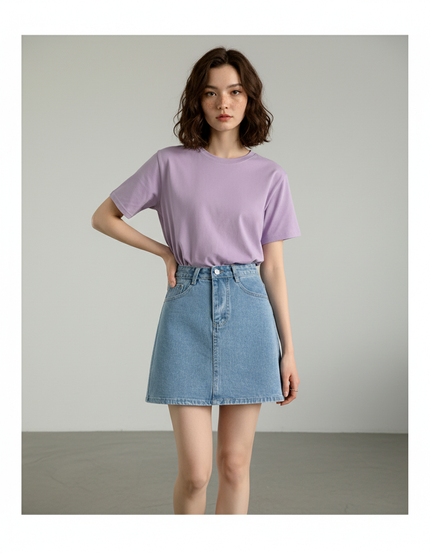 Jupe Jean Bleu Clair Mini Décontractée Vaporeuse