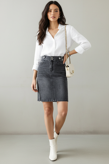 Jupe En Jean Grise Femme