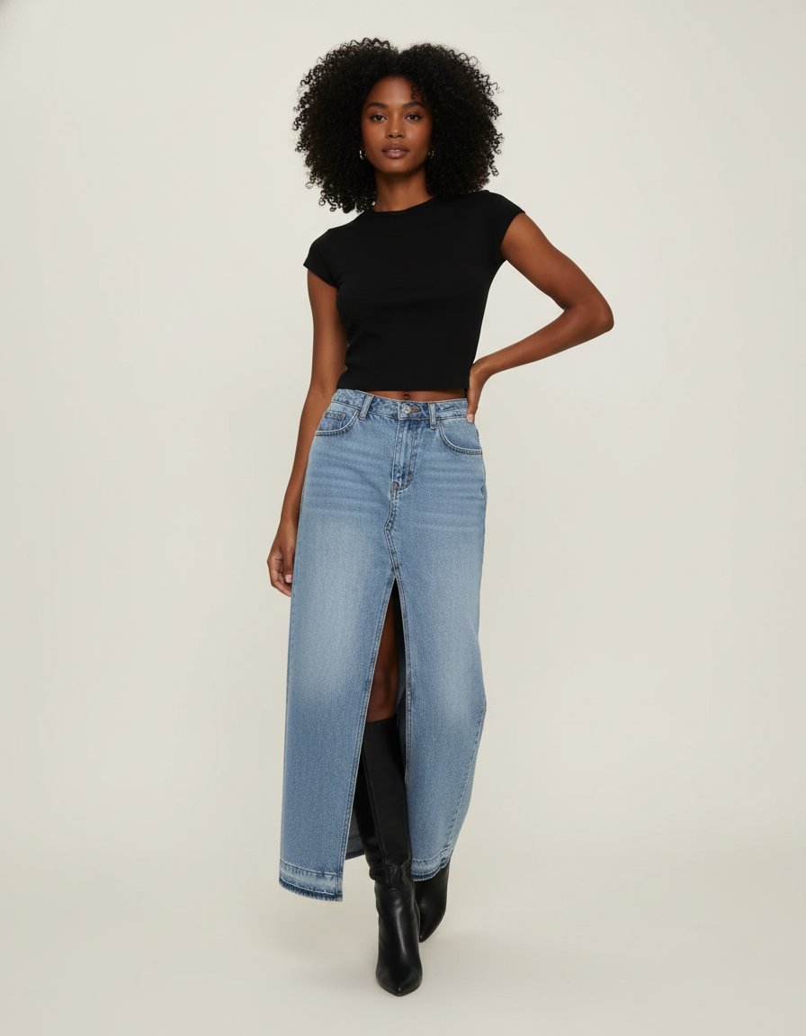 Jupe Jean Longue Fendue Chic