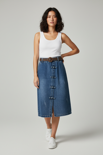 Jupe Jean Brandebourgs Fendue Chic