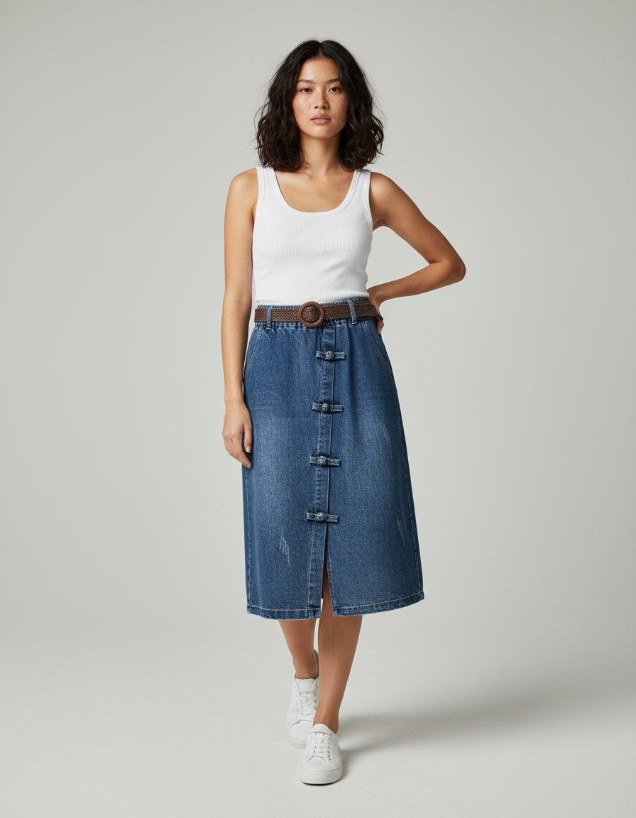 Jupe Jean Brandebourgs Fendue Chic