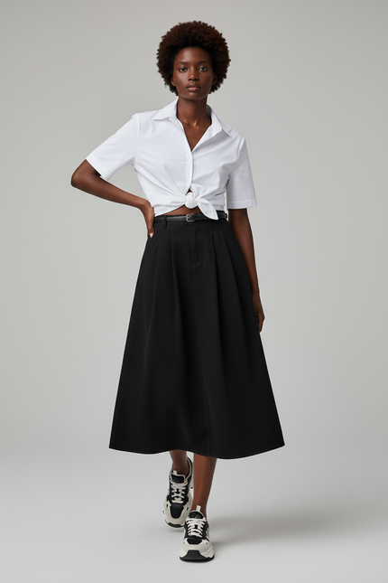 Jupe Jean Noire Plissée Chic