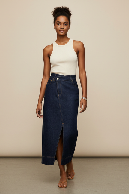 Jupe Longue En Jean Fente Arrière