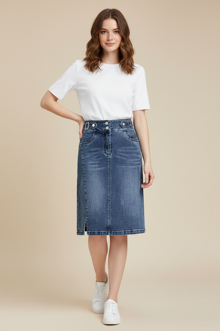 Jupe En Jean Crayon Taille Haute