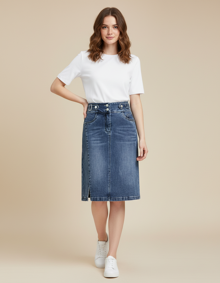 Jupe En Jean Crayon Taille Haute