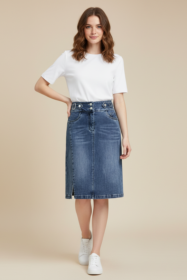 Jupe En Jean Crayon Taille Haute
