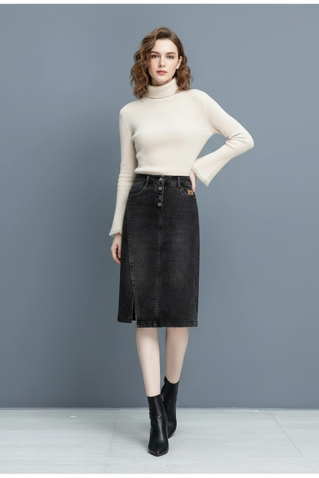 Jupe Crayon Taille Haute En Jean