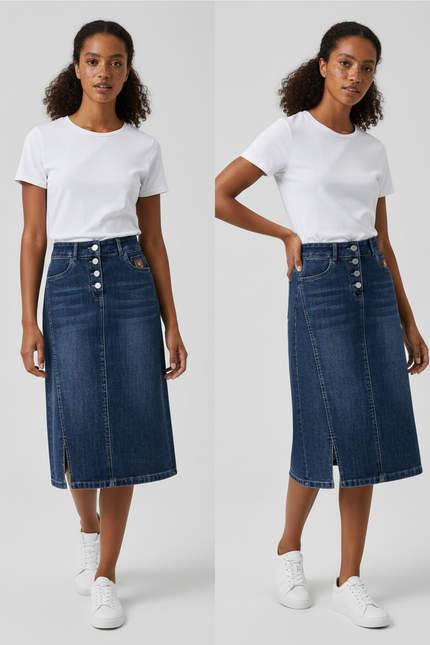 Jupe Jean A-Line Fendue Chic