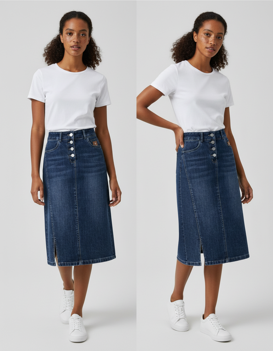 Jupe Jean A-Line Fendue Chic