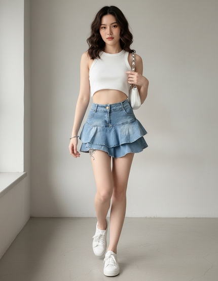 Jupe En Jean Avec Short