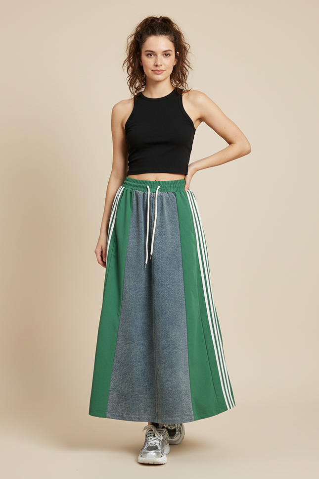 Jupe Jean Patchwork Longue Décontractée