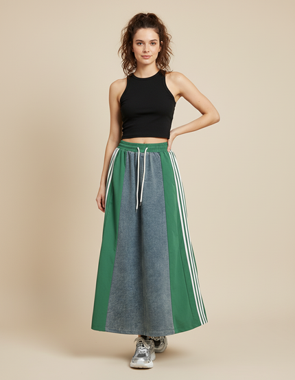 Jupe Jean Patchwork Longue Décontractée