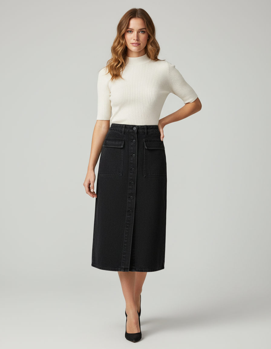 Jupe En Jean Noir Hiver