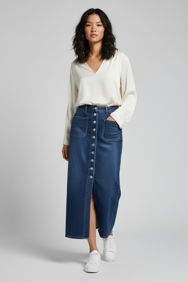 Jupe En Jean Longue Avec Fente