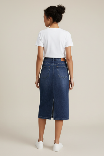 Jupe Jean Taille Haute Fendue Chic