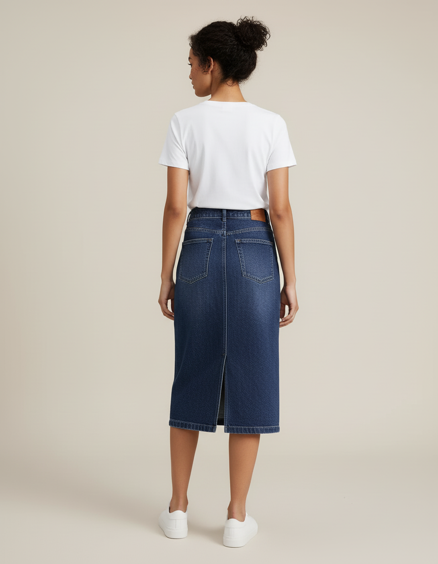 Jupe Jean Taille Haute Fendue Chic