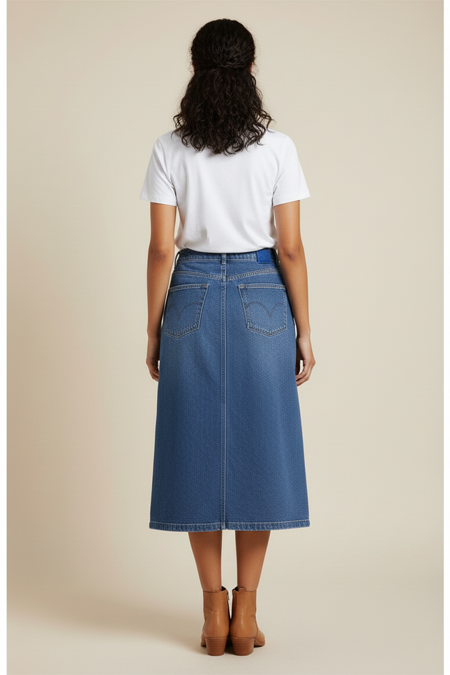 Jupe Jean Taille Haute Fendue Chic Élégante