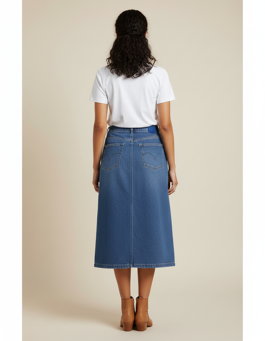 Jupe Jean Taille Haute Fendue Chic Élégante