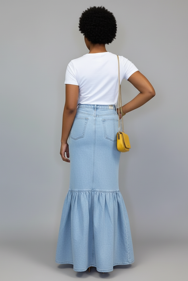 Jupe Jean Sirène Boutonnée Chic