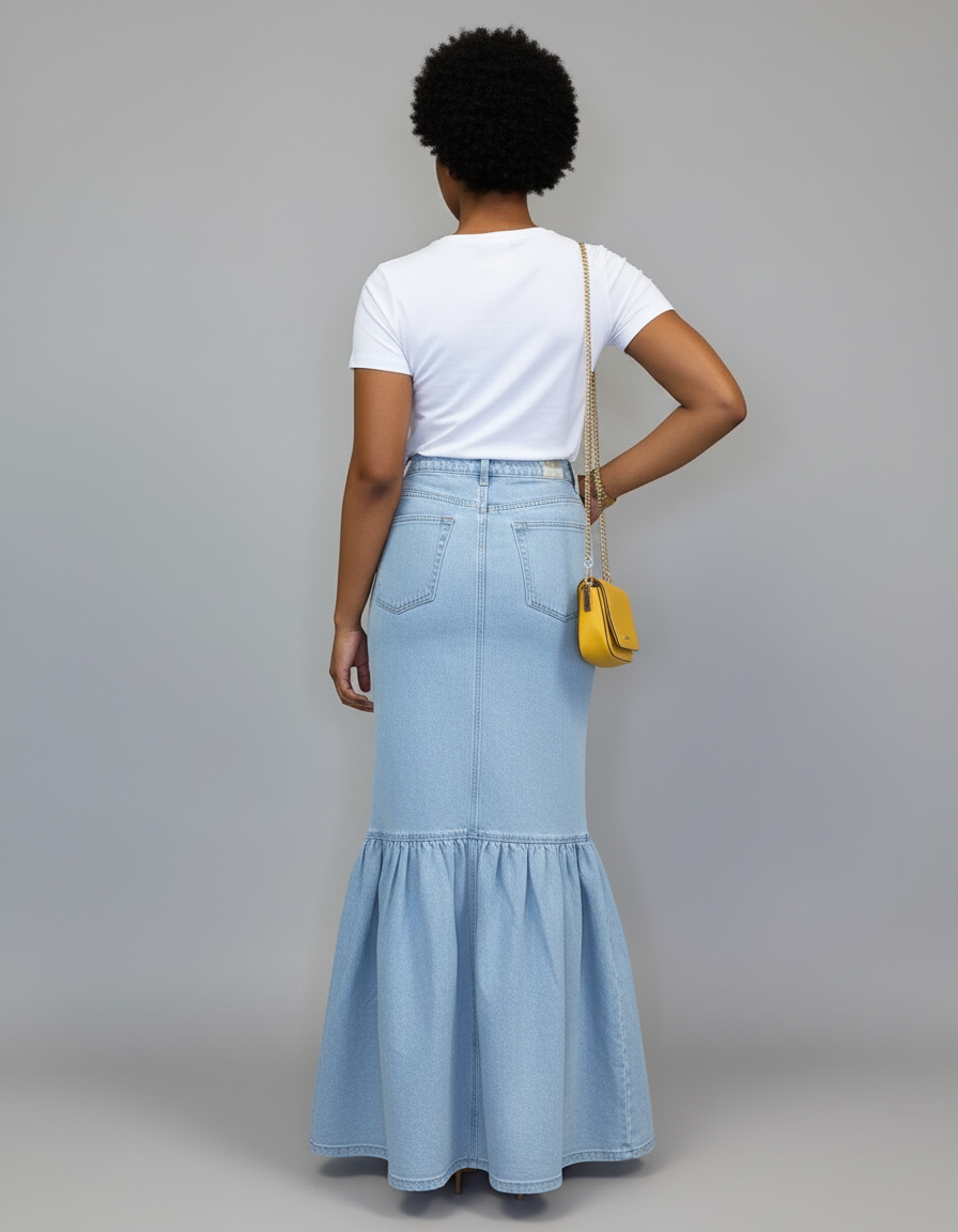 Jupe Jean Sirène Boutonnée Chic