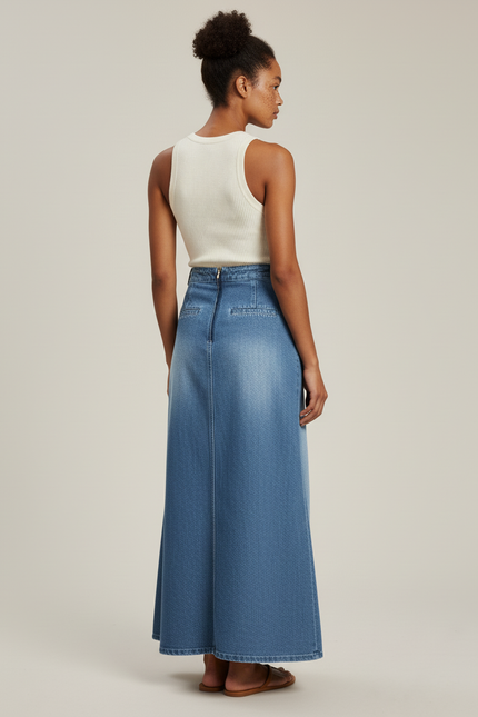 Jupe Jean Patchwork Longue Vintage