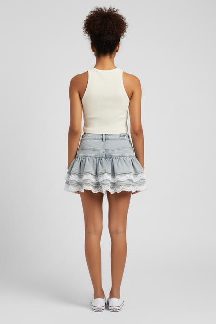 Jupe En Jean Avec Dentelle