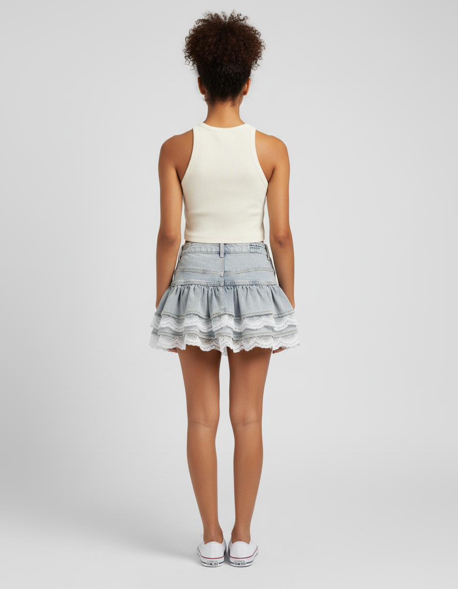 Jupe En Jean Avec Dentelle