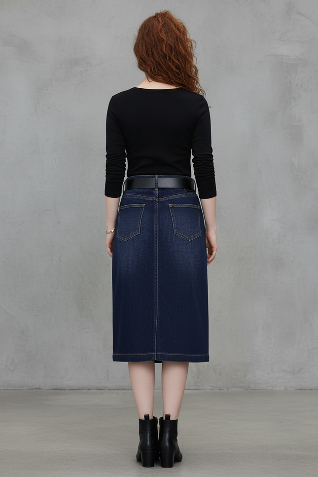 Jupe En Jean Bleu Foncé Longue