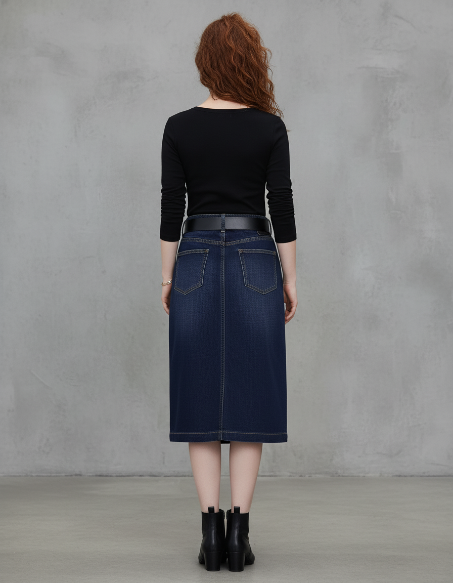 Jupe En Jean Bleu Foncé Longue