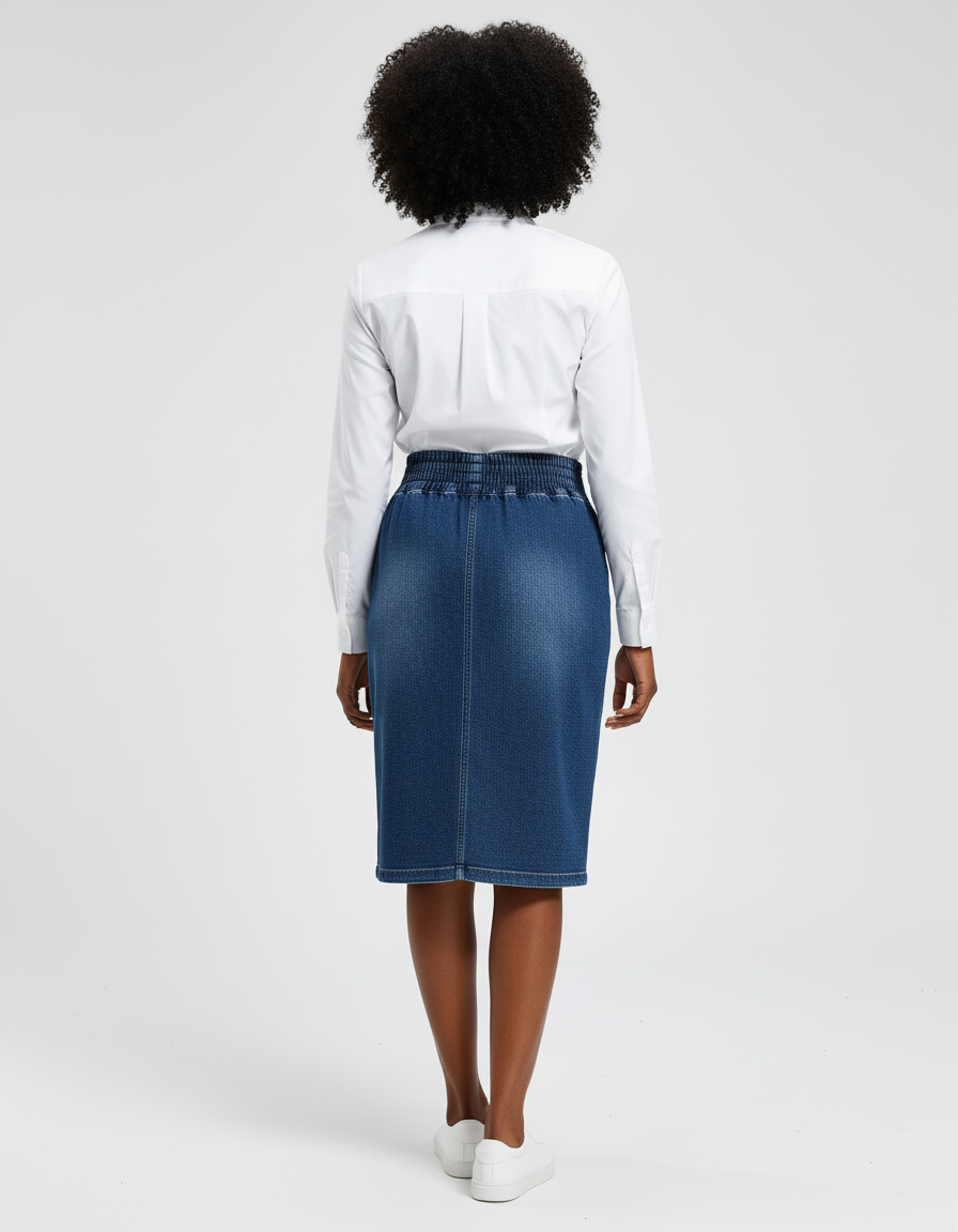 Jupe Jean Bleu Taille Haute Décontractée