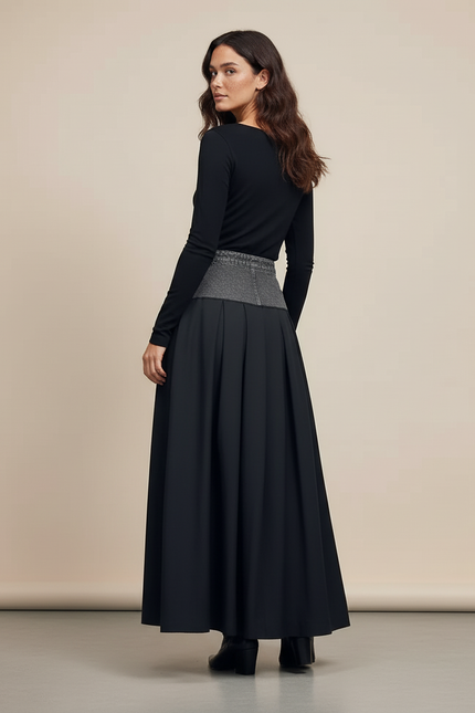 Jupe Jean Patchwork Plissée Chic