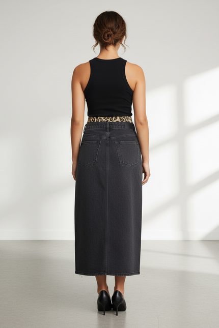 Jupe Jean Déchirée Léopard Chic