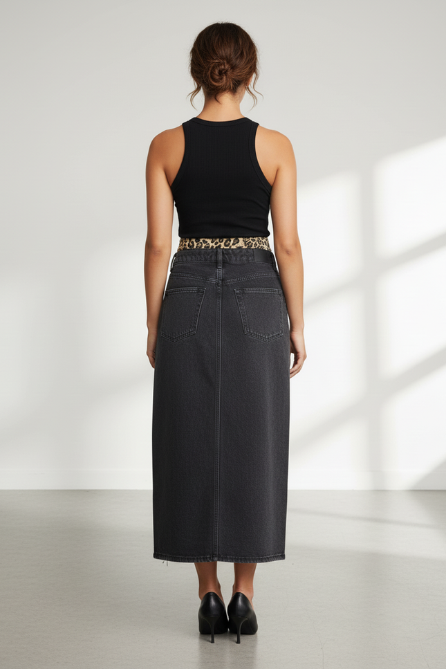 Jupe Jean Déchirée Léopard Chic