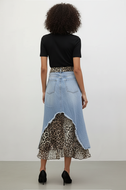 Jupe Jean Léopard Irrégulière Chic