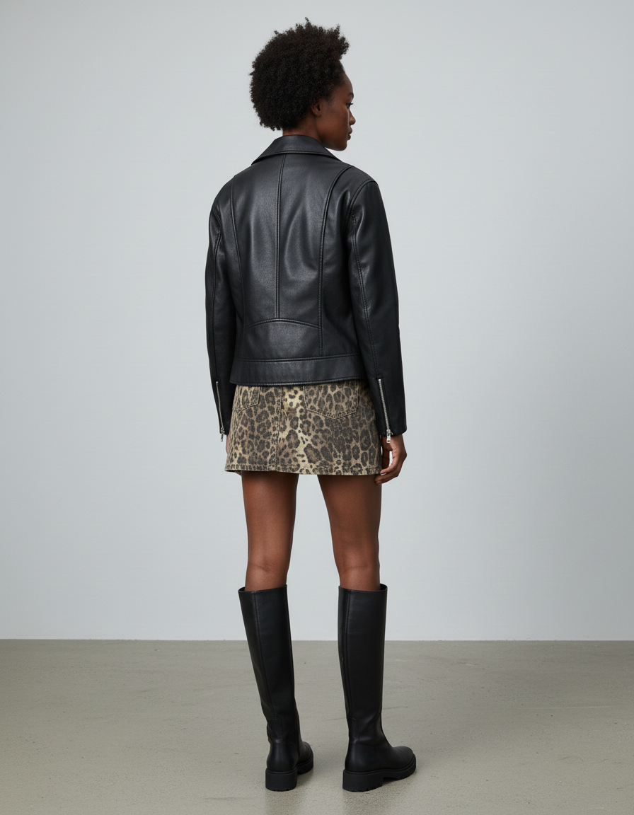 Jupe Jean Léopard Mini Chic Tendance