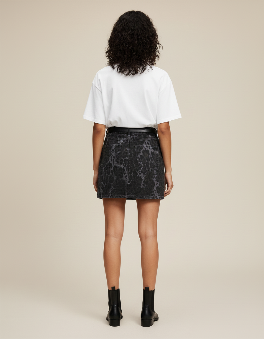 Jupe Jean Imprimé Léopard Courte Chic
